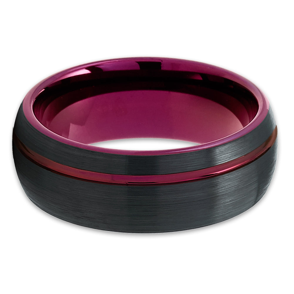 Black Tungsten Ring Purple Wedding Ring Tungsten Carbide Ring Purple Ring