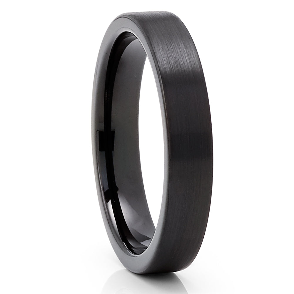 4mm Black Tungsten Ring Engagement Ring Tungsten Carbide Ring