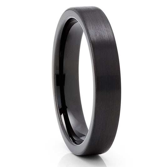 4mm Black Tungsten Ring Engagement Ring Tungsten Carbide Ring