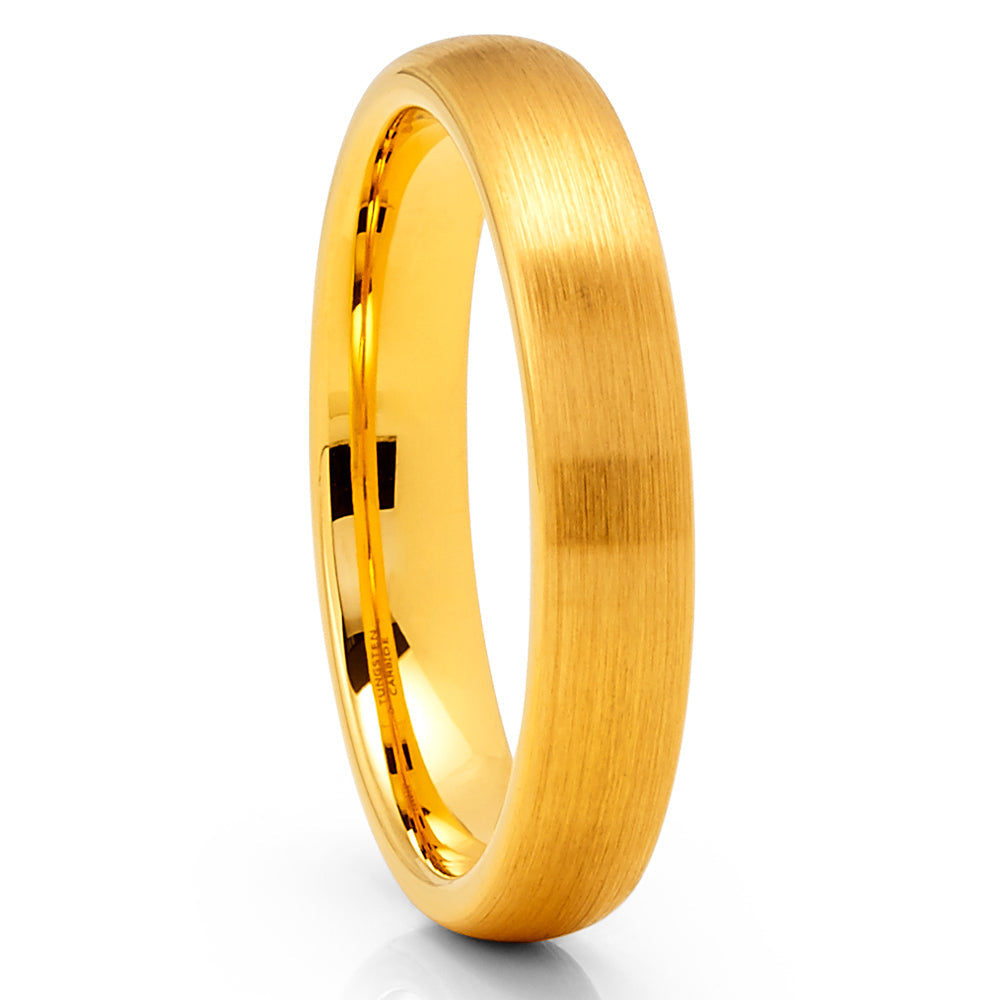 4mm Wedding Ring Tungsten Wedding Ring Yellow Gold Wedding Ring Tungsten Ring