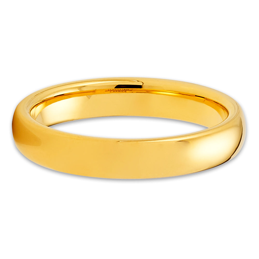 4mm Yellow Gold Tungsten Ring Tungsten Carbide Ring Engagement Ring Shiny