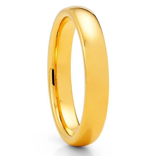 4mm Yellow Gold Tungsten Ring Tungsten Carbide Ring Engagement Ring Shiny
