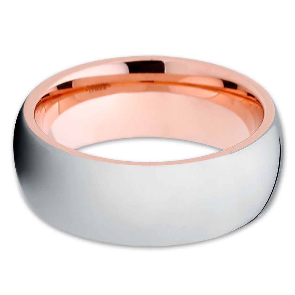 Silver Tungsten Wedding Ring 8mm Wedding Ring Rose Gold Wedding Ring