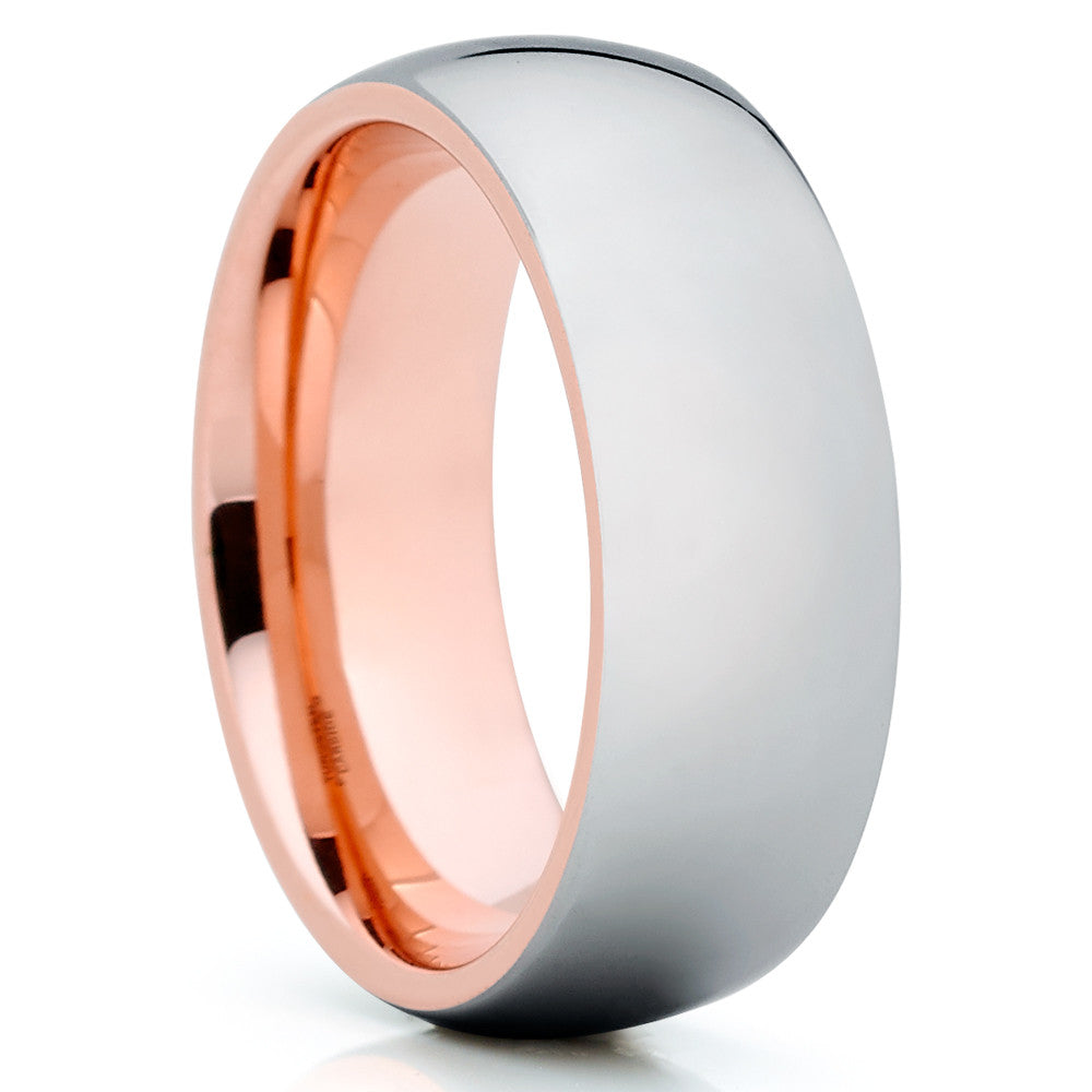 Silver Tungsten Wedding Ring 8mm Wedding Ring Rose Gold Wedding Ring