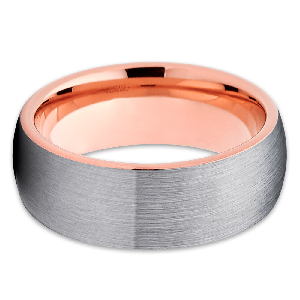 Rose Gold Wedding Ring Tungsten Wedding Band 8mm Wedding Ring