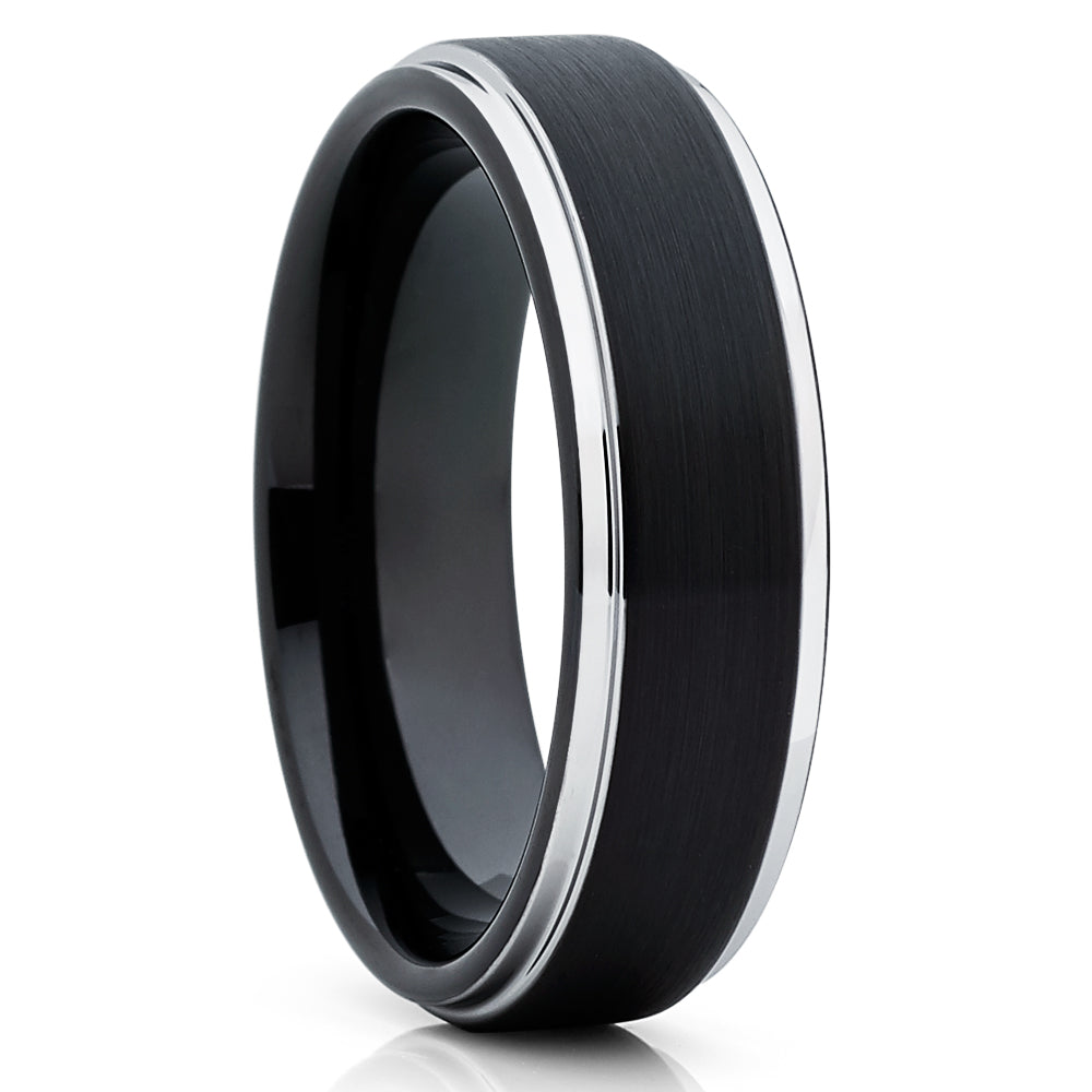 Black Tungsten Ring 6mm Wedding Ring Tungsten Carbide Ring Engagement Ring