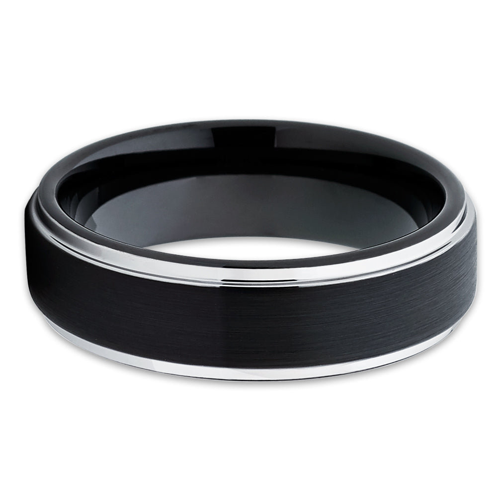 Black Tungsten Ring 6mm Wedding Ring Tungsten Carbide Ring Engagement Ring