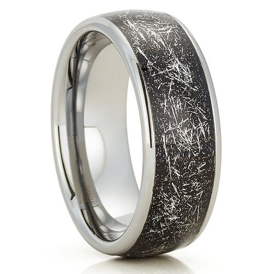Meteorite Wedding Ring Tungsten Wedding Ring 8mm Wedding Ring Tungsten Carbide Ring
