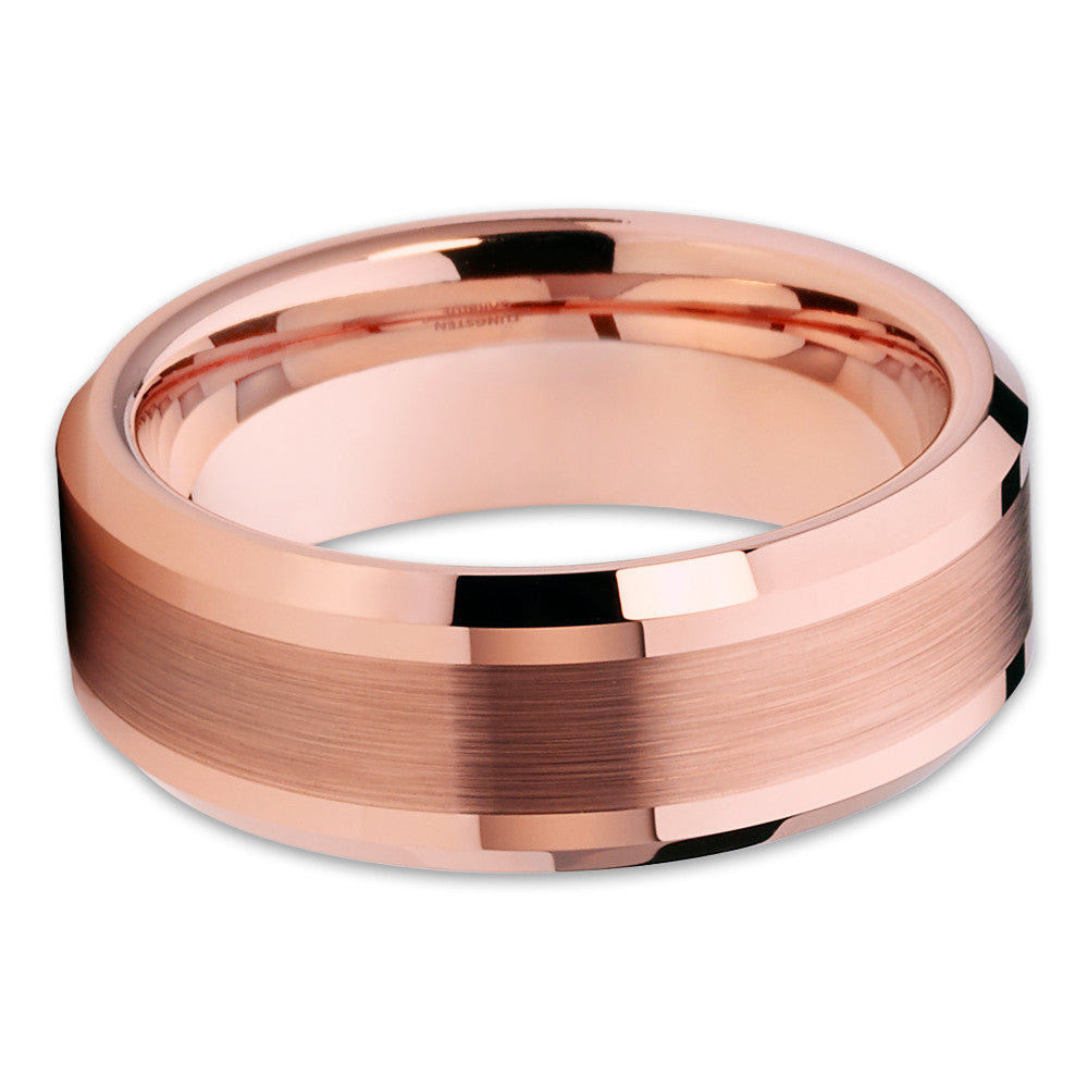 8mm Wedding Ring Rose Gold Tungsten Rings Engagement Ring Man's Ring