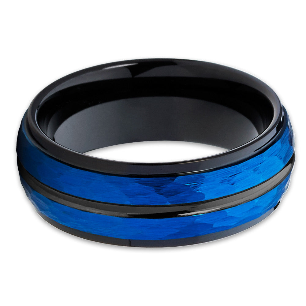 8mm Tungsten Wedding Ring Blue Tungsten Wedding Ring Anniversary Ring Back