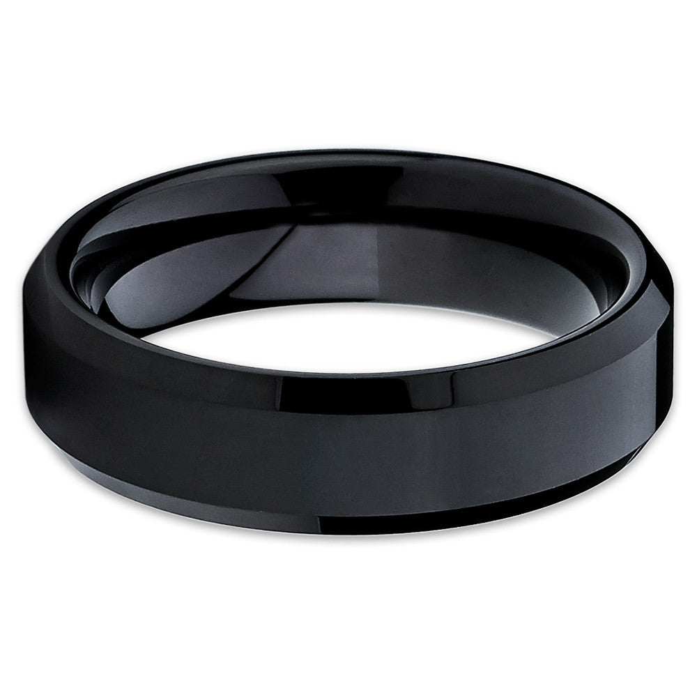 Shiny Black Tungsten Ring Tungsten Carbide Ring Engagement Ring Black