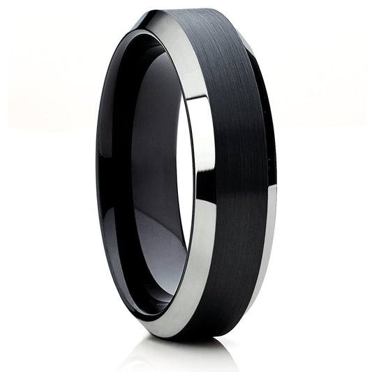 Black Wedding Ring Black Tungsten Ring 6mm Wedding Ring Tungsten Carbide Ring