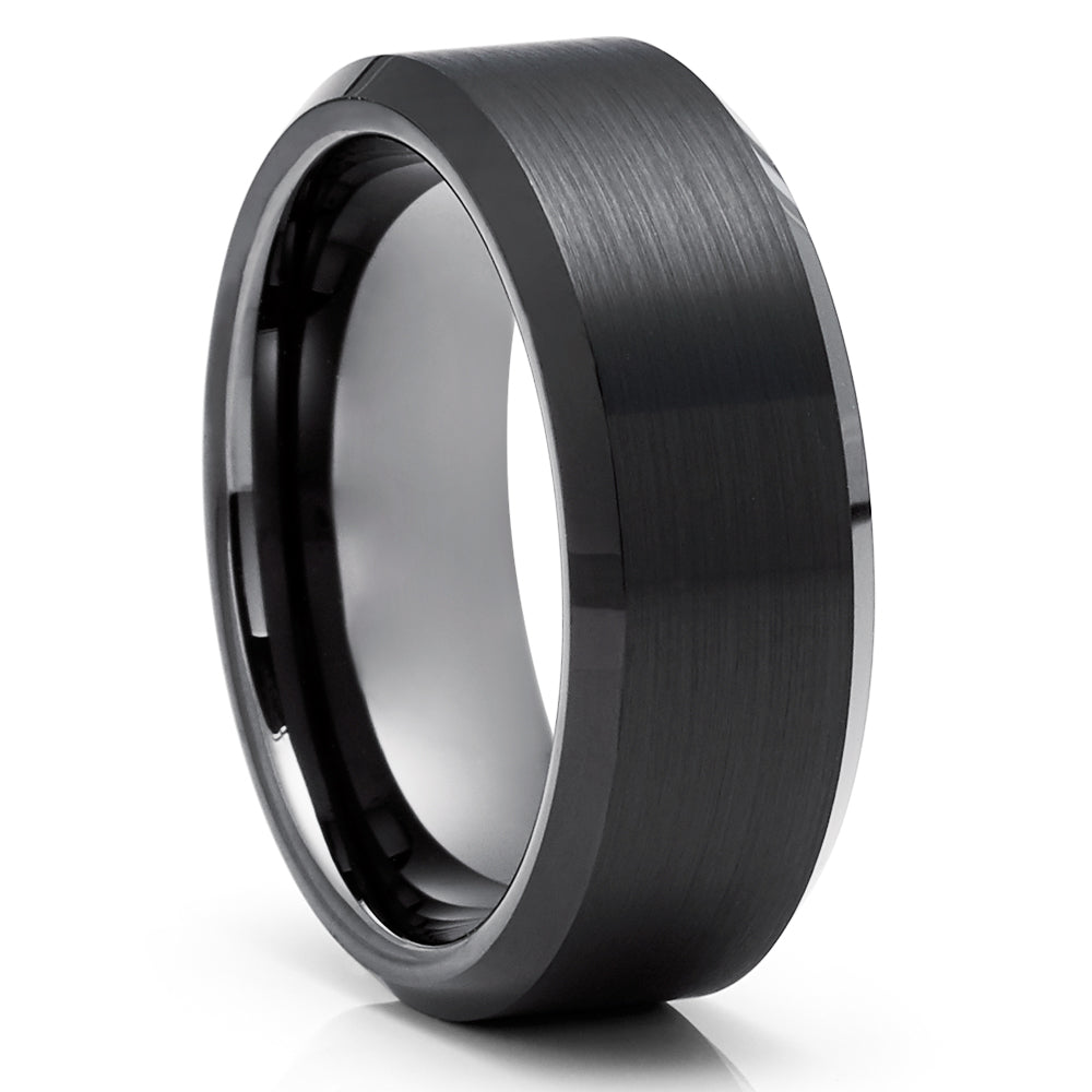 Black Tungsten Wedding Ring Gunmetal Tungsten Ring 8mm Wedding Ring
