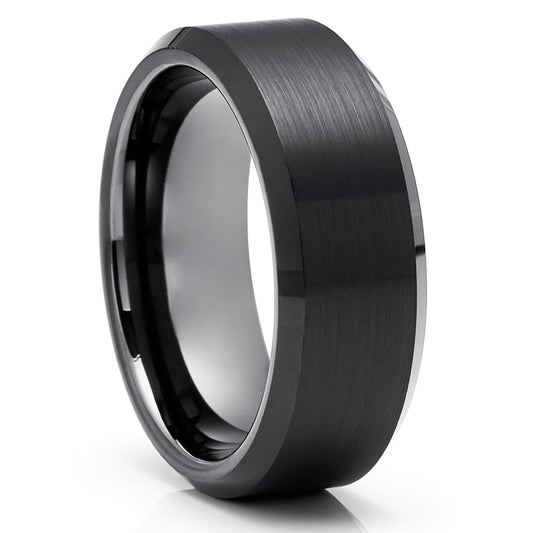 Black Tungsten Wedding Ring Gunmetal Tungsten Ring 8mm Wedding Ring
