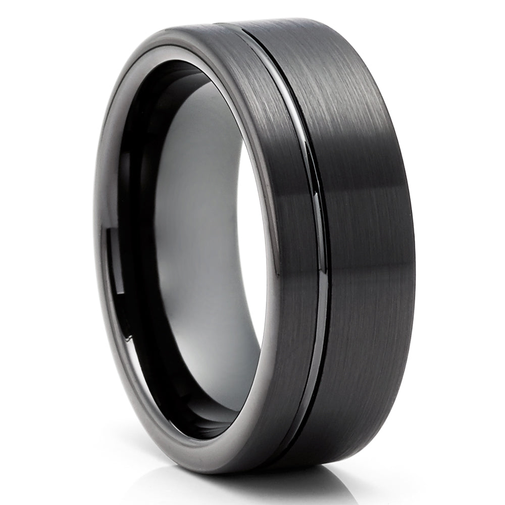 Black Wedding Ring Black Tungsten Ring 8mm Wedding Ring Tungsten Ring