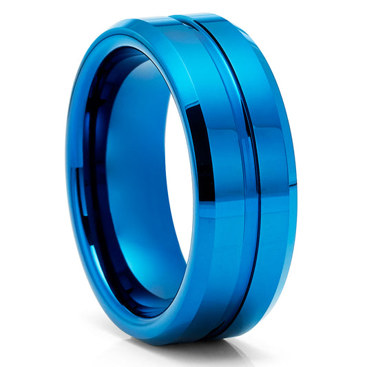 Blue Wedding Ring Tungsten Wedding Ring 8mm Wedding Ring Tungsten