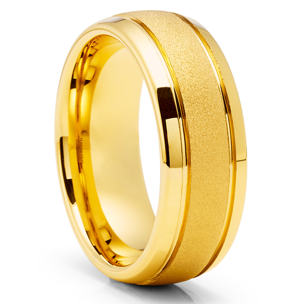 Yellow Gold Tungsten Ring 8mm Wedding Ring,Tungsten Carbide Ring