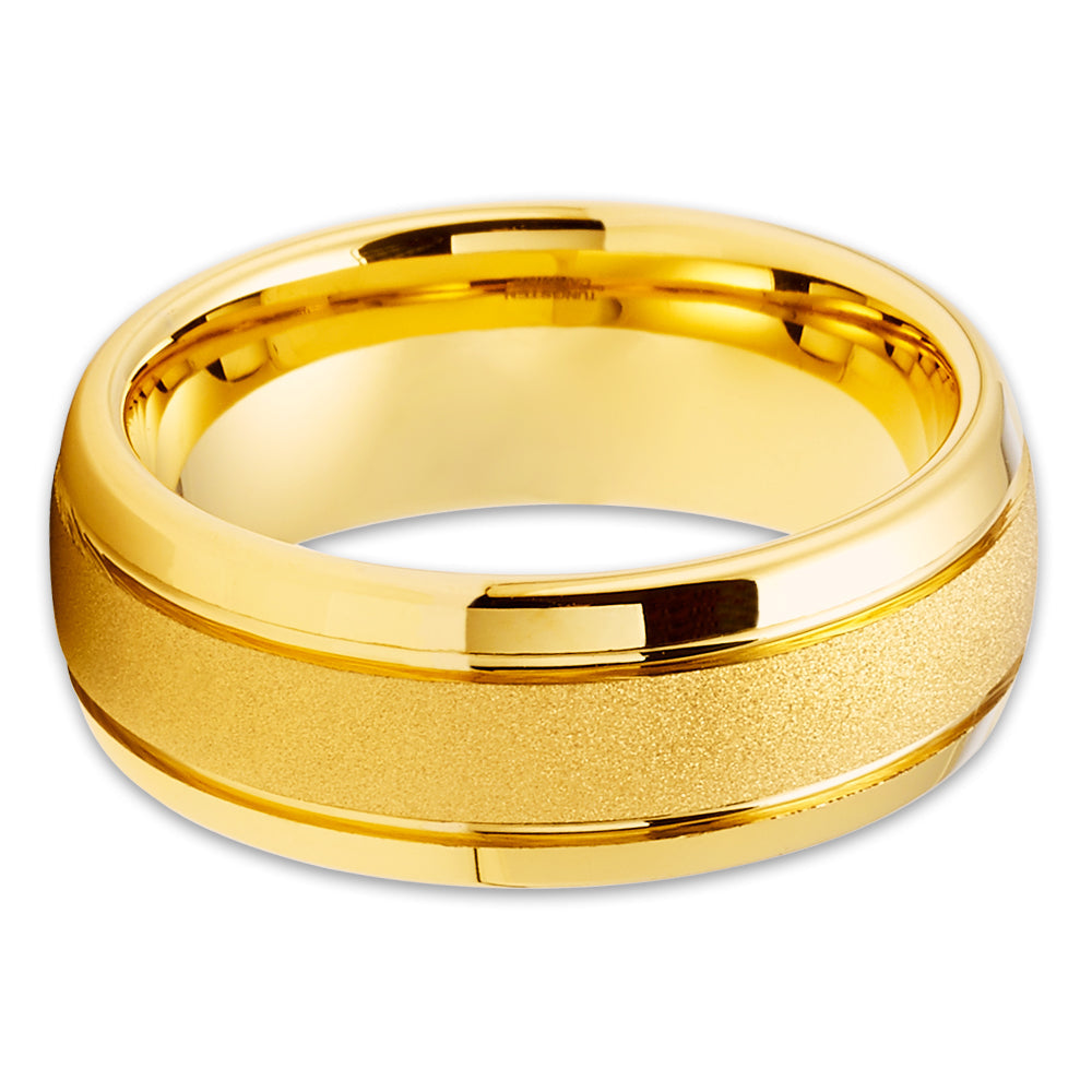Yellow Gold Tungsten Ring 8mm Wedding Ring,Tungsten Carbide Ring