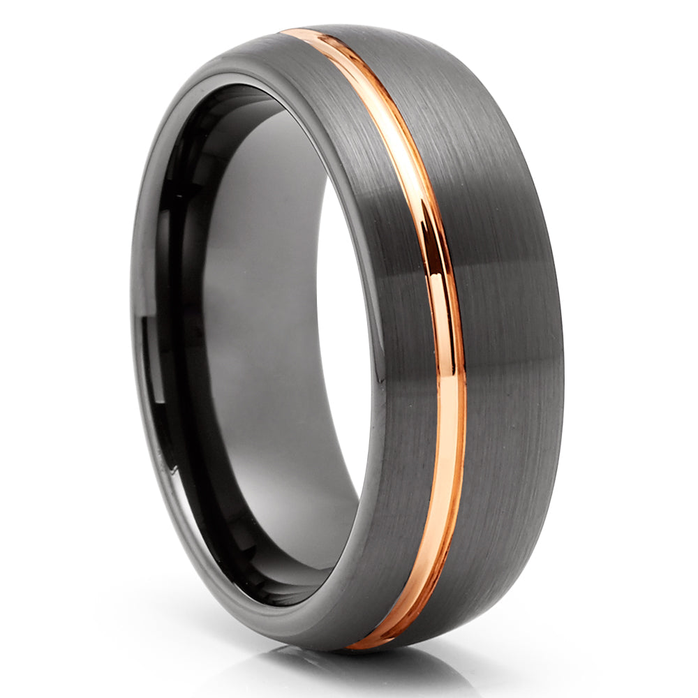 Gunmetal Wedding Ring,8mm Wedding Ring,Woman,Man's Wedding Ring,Rose Gold Tungsten Ring,Comfort fit Ring