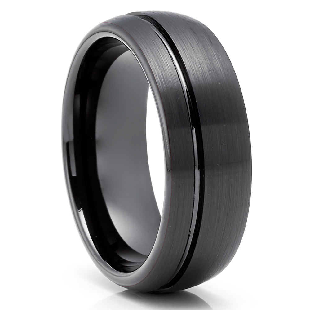 Tungsten Wedding Ring Black Tungsten Ring Dome Wedding Ring Black