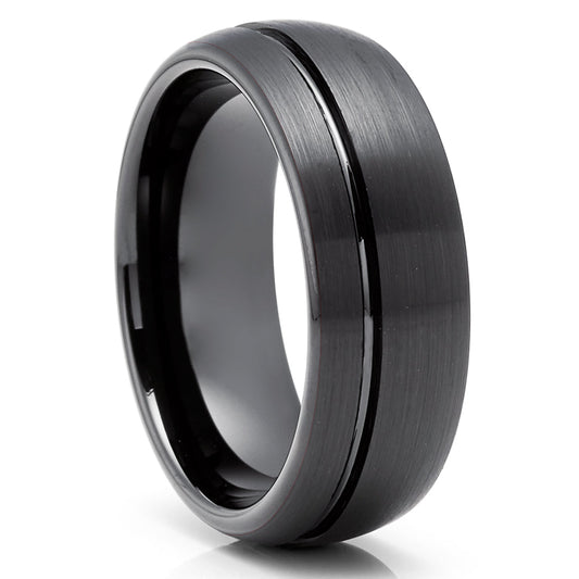 Tungsten Wedding Ring Black Tungsten Ring Dome Wedding Ring Black