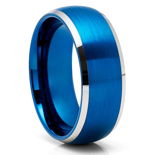 Blue Wedding Ring Tungsten Carbide Ring,Engagement Ring Silver