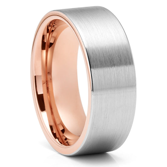 Silver Wedding Ring Tungsten Carbide Ring Engagement Ring Rose Gold