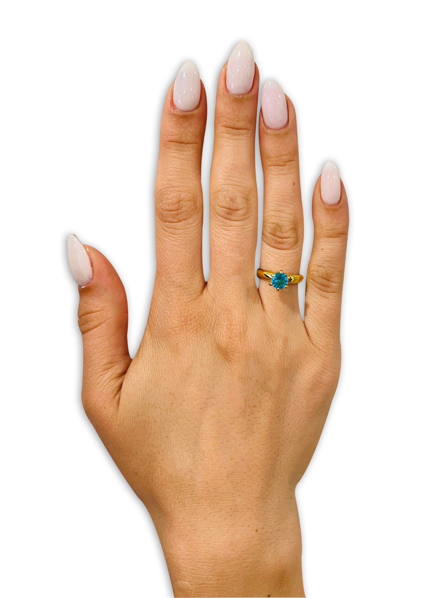 Yellow Gold Solitaire Wedding Ring Aquamarine Wedding Ring