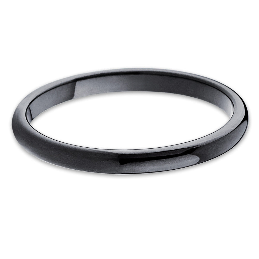 2mm Black Tungsten Wedding Ring Ladies Wedding Ring Stack Ring