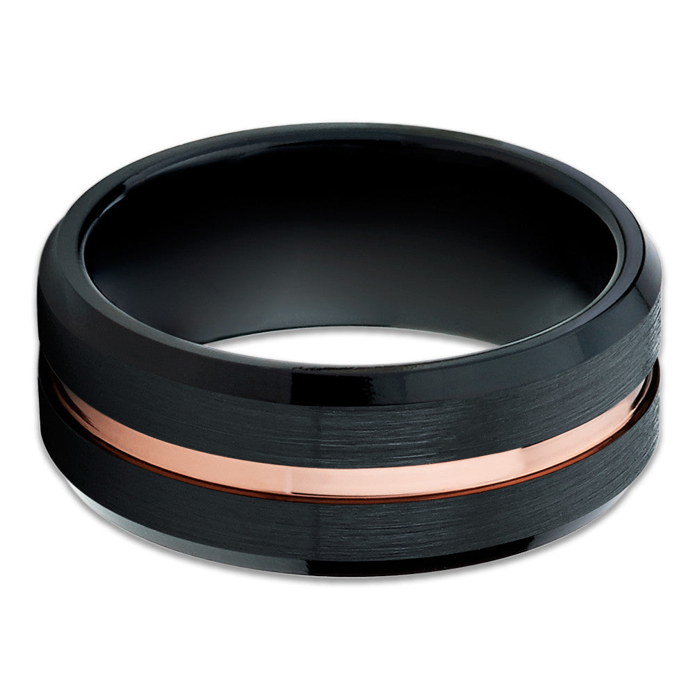 Rose Gold Tungsten Ring Black Tungsten Wedding Ring Engagement Ring