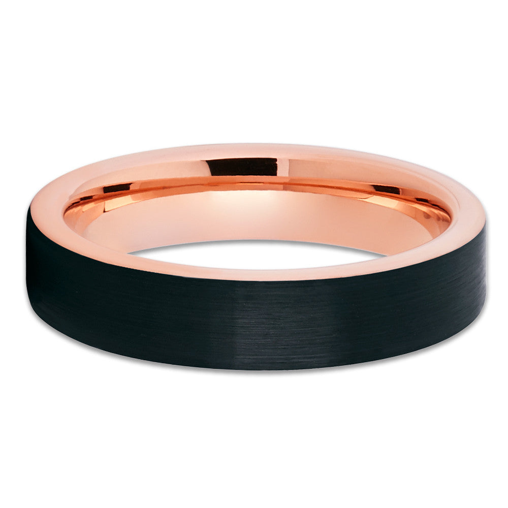 Black Tungsten Wedding Ring Rose Gold Tungsten Ring 5mm Wedding Ring