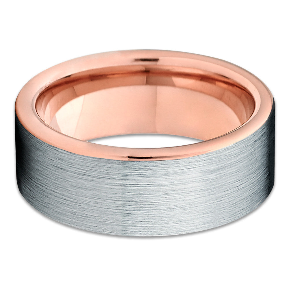 8mm Wedding Ring Rose Gold Wedding Ring Tungsten Carbide Ring Silver