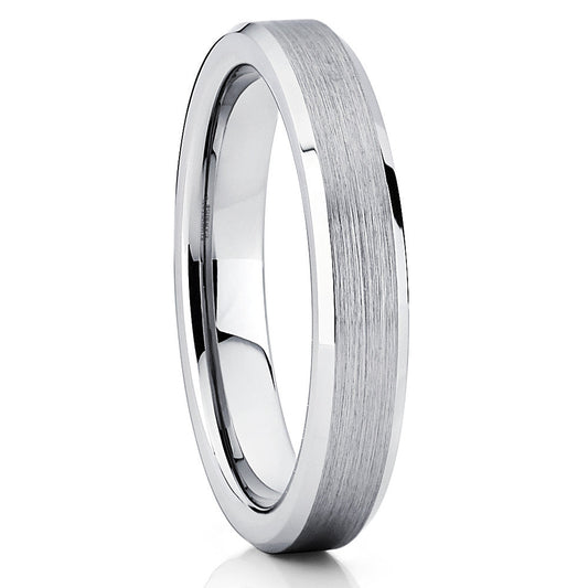 4mm Wedding Ring Tungsten Wedding Ring Silver Tungsten Ring Engagement Ring