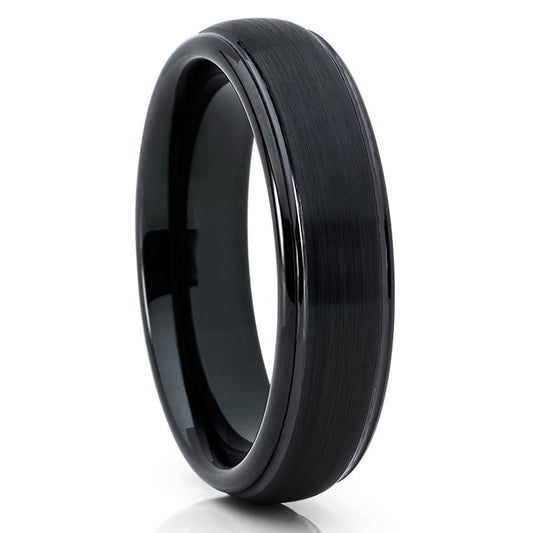 6mm Black Tungsten Wedding Ring Black Tungsten Ring Black Wedding Ring