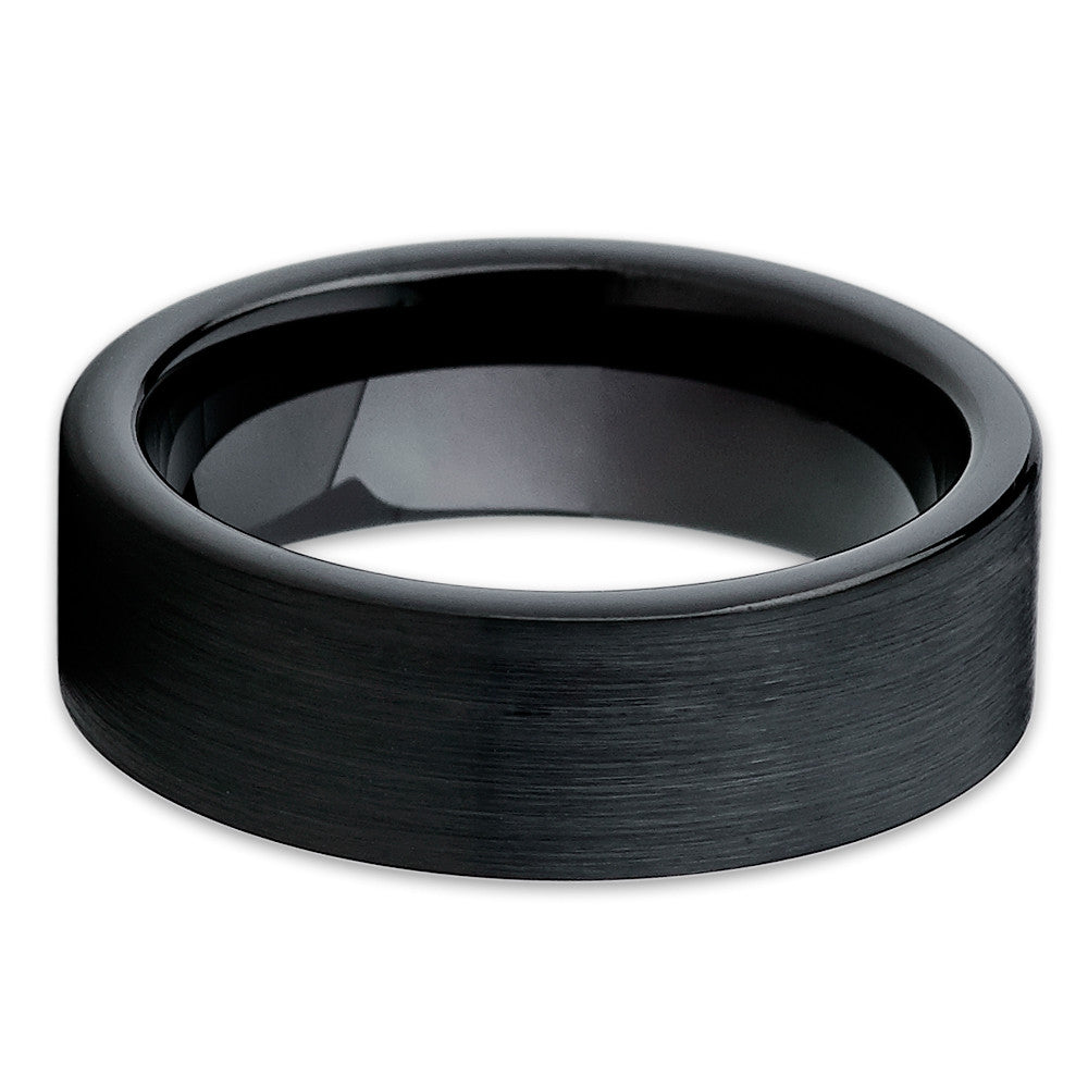 7mm Black Tungsten Ring Engagement Ring Tungsten Carbide Ring Brush Ring