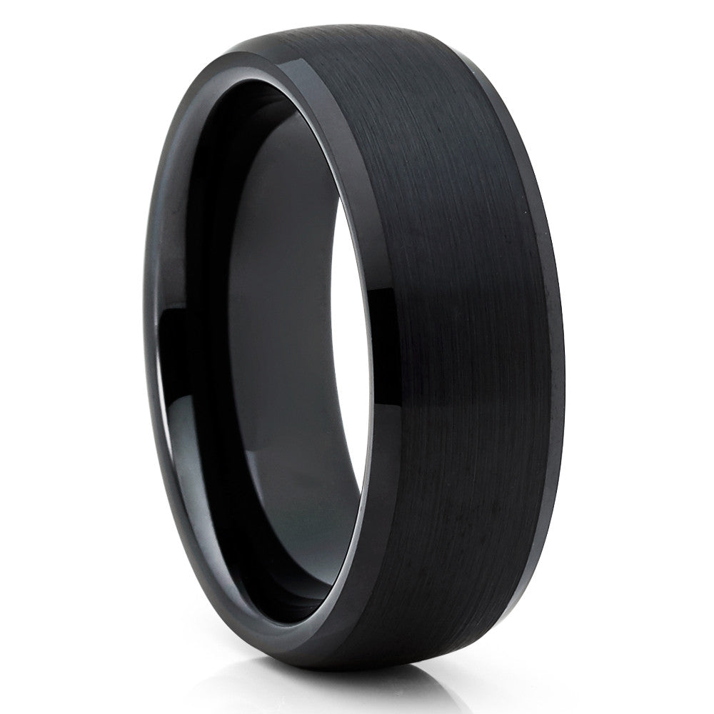 Man's Wedding Ring,Black Tungsten Ring,Tungsten Carbide Ring,Engagement Ring,8mm Wedding Ring,Dome Wedding Ring