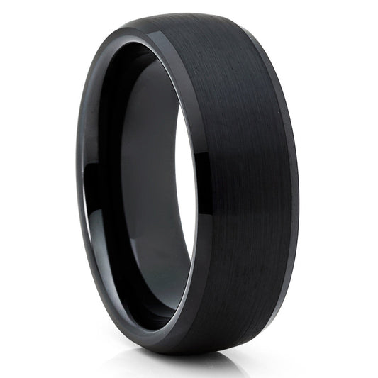 Man's Wedding Ring,Black Tungsten Ring,Tungsten Carbide Ring,Engagement Ring,8mm Wedding Ring,Dome Wedding Ring