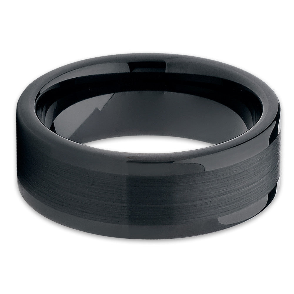 Black Wedding Ring 8mm Tungsten Ring Anniversary Ring Tungsten Carbide