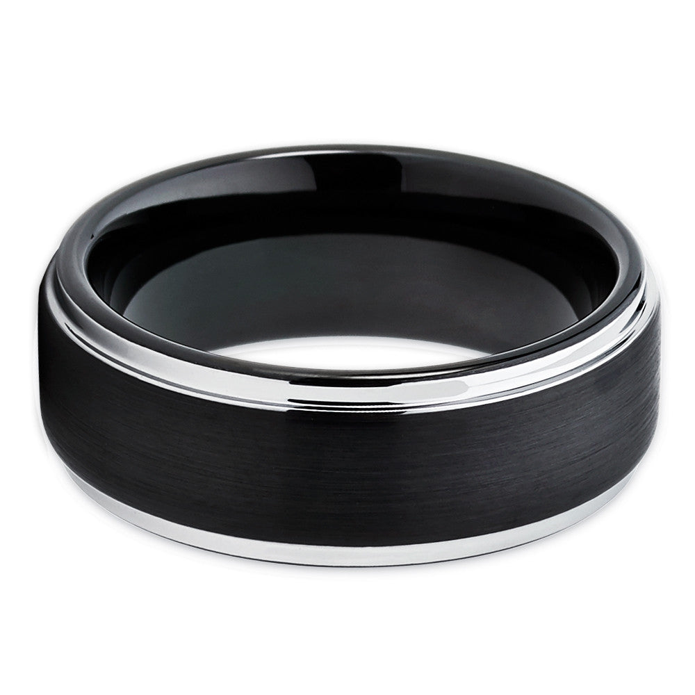 Black Tungsten Ring 8mm Wedding Ring Tungsten Carbide Ring Anniversary Ring Black