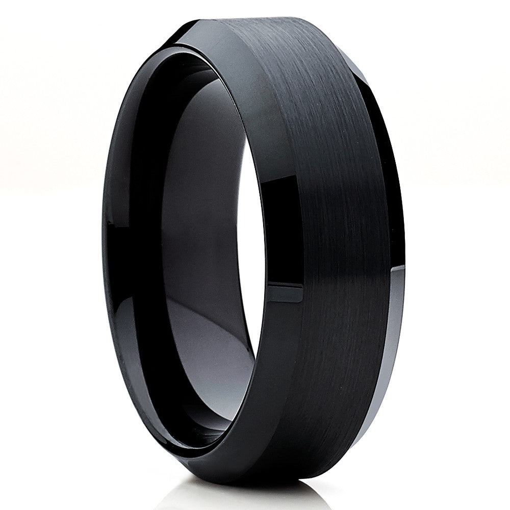 8mm Black Tungsten Ring Engagement Ring Tungsten Carbide Ring