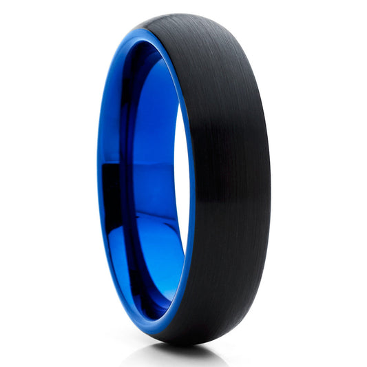 6mm Blue Tungsten Ring Dome Tungsten Ring Engagement Ring Wedding Band