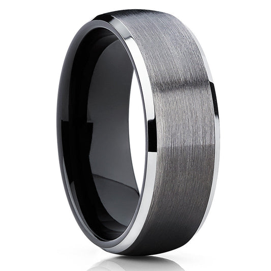 Gunmetal Wedding Ring,8mm Wedding Band,Tungsten Wedding Ring,Engagement Ring,Anniversary Ring