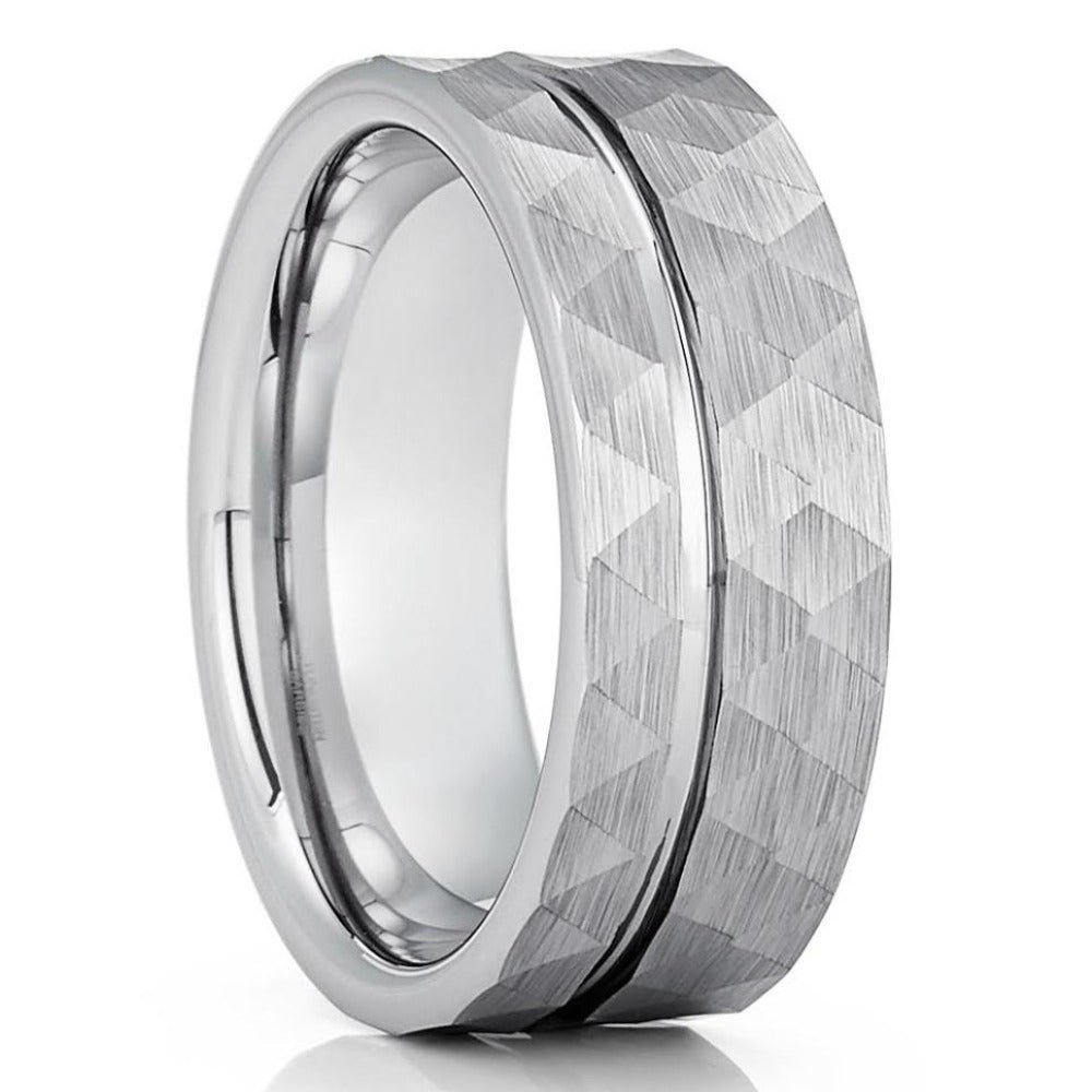 8mm Tungsten Wedding Ring Silver Tungsten Wedding Ring Anniversary Ring Engagement