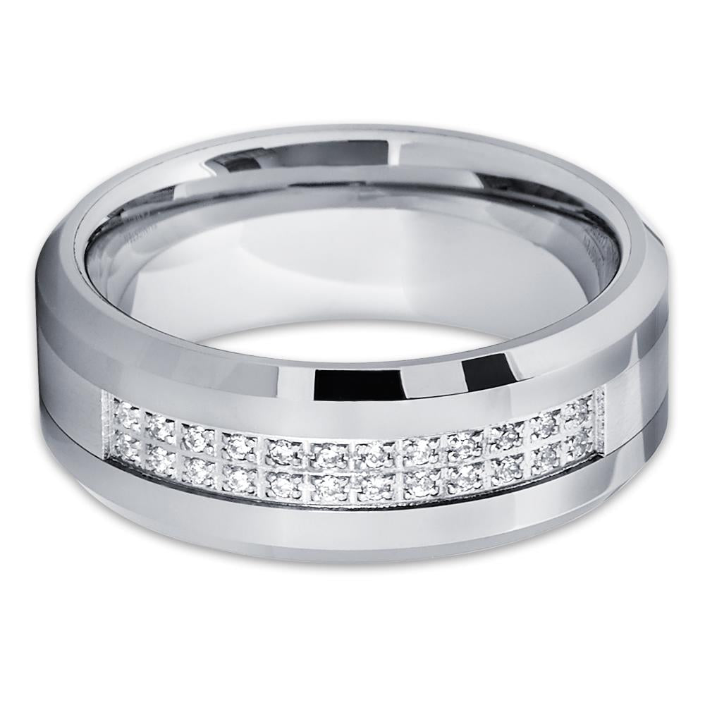 8mm Tungsten Wedding Ring CZ Wedding Ring Engagement Ring