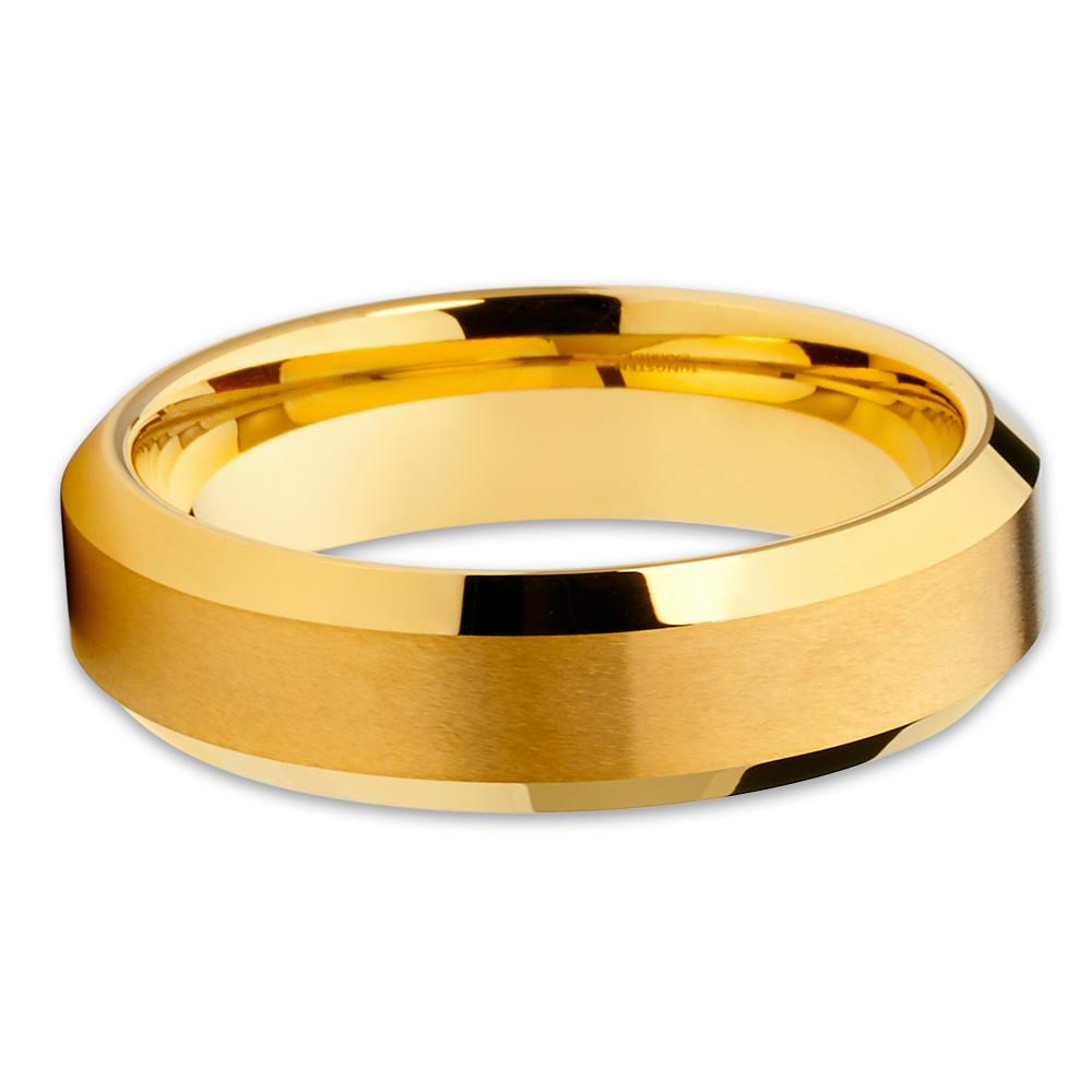 6mm Yellow Gold Wedding Ring Tungsten Wedding Ring Engagement Ring Ring
