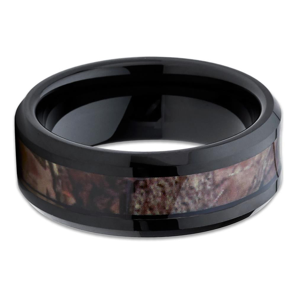 Camouflage Wedding Ring Black Tungsten Ring 8mm Wedding Ring Unique Ring