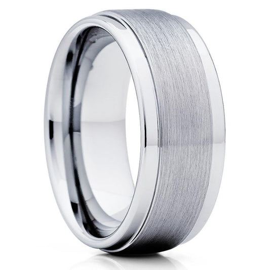 Men's Tungsten Ring - Silver Tungsten Ring - Brush Tungsten Band - Clean Casting Jewelry 