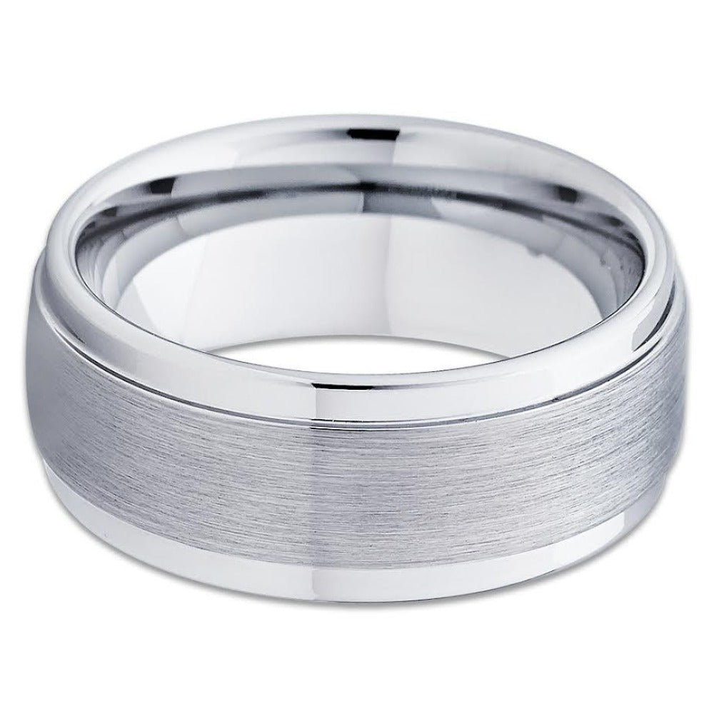 Men's Tungsten Ring - Silver Tungsten Ring - Brush Tungsten Band - Clean Casting Jewelry 